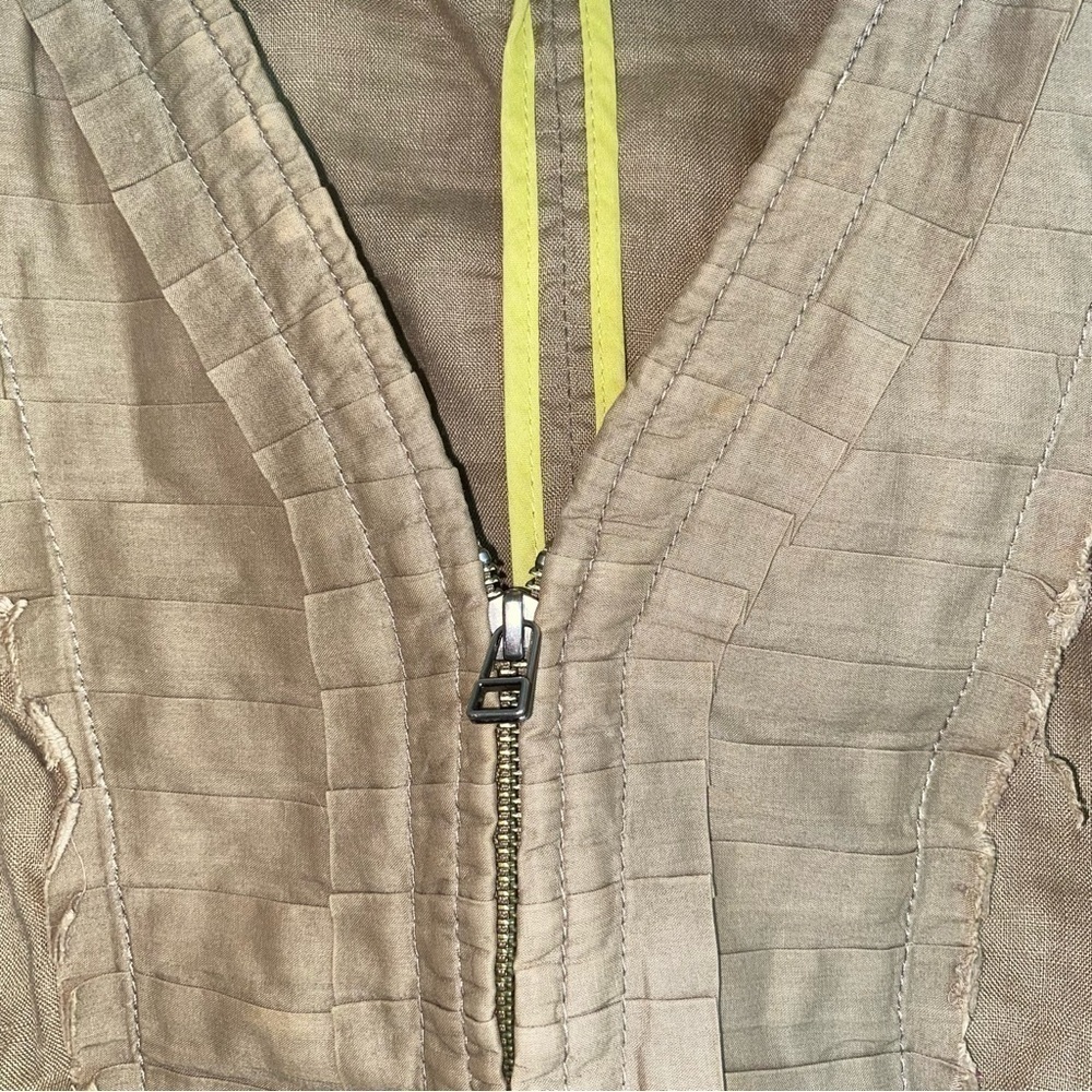 Anthropologie Hei Hei 100% Linen Zip Front Cinch Waist Utility Jacket Size 2 - Picture 4 of 5